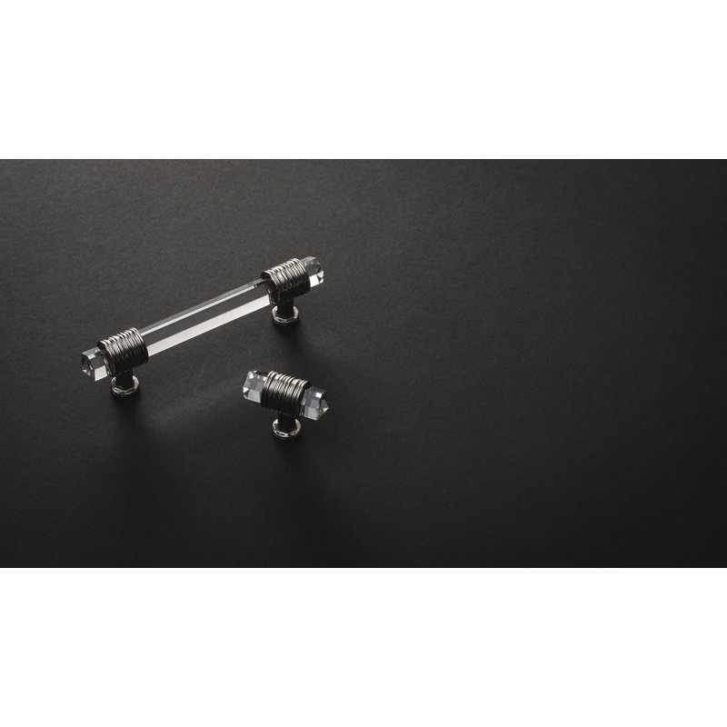 Chrysalis Collection Pull, Polished Nickel/Glass, 3 3/4"