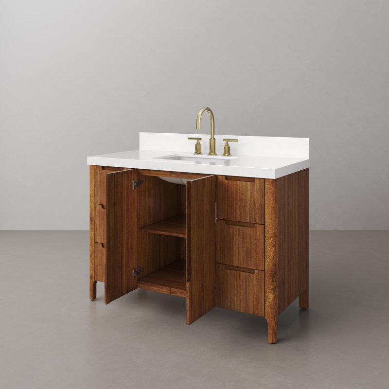 Sequoia 48 In. Single Sink Whitebrook Quartz Countertop Bath Vanity in Mango Wood With ORB Faucet, Mango Wood