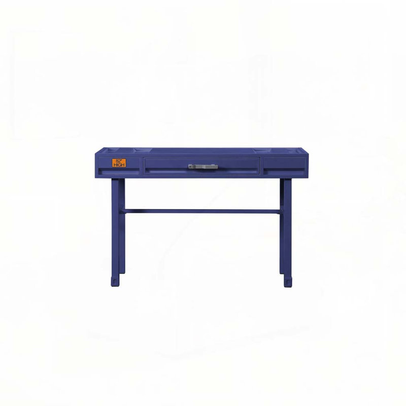 Metal Vanity Desk with One Drawer, Blue, Blue
