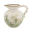 Vase en céramique blanc 8 x 6,5 x 7,5 po avec motifs botaniques verts et poignée torsadée