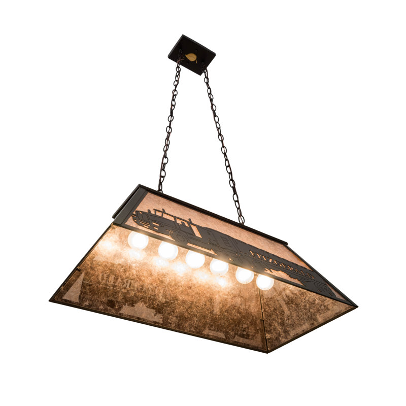 Luminaire suspendu rectangulaire pour table de billard 6 lumières Ensminger