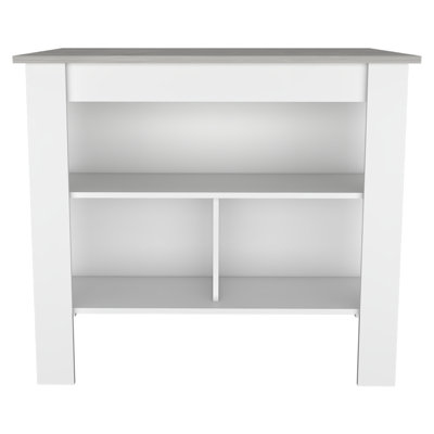 Cala Kitchen Island, Four Legs, Three Shelves