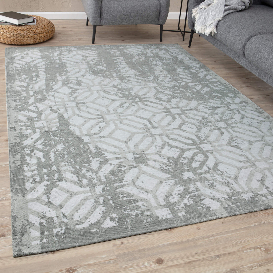 Carina Modern Washable Rugs in Green | 6934