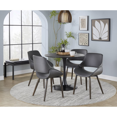 Najrin Faux Leather Chair with Farmhouse Wood Legs (Set of 2)