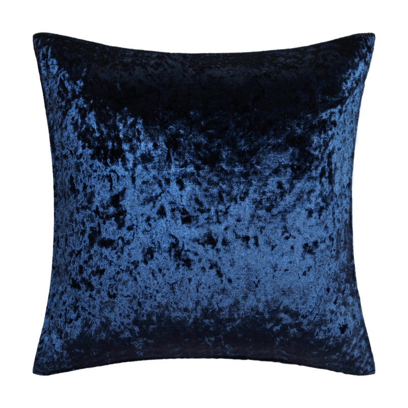 Velvet Reversible Throw Pillow, 18" H x 18" W, Dark Blue