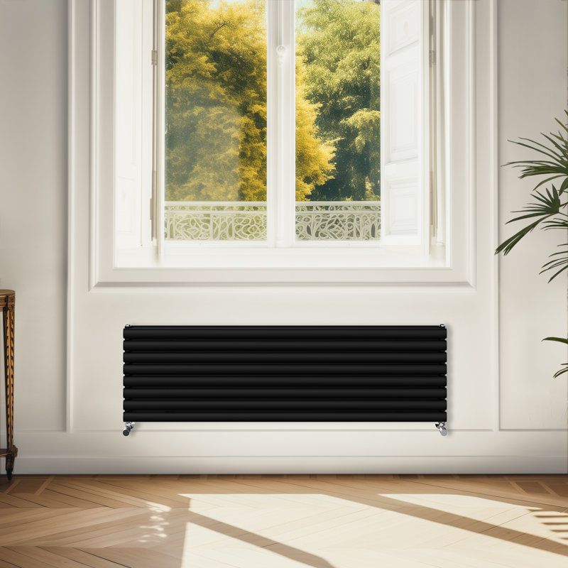 Brunella Oval Panel Radiators, 47.2cm H x 160cm W x 7.8cm D, Anthracite