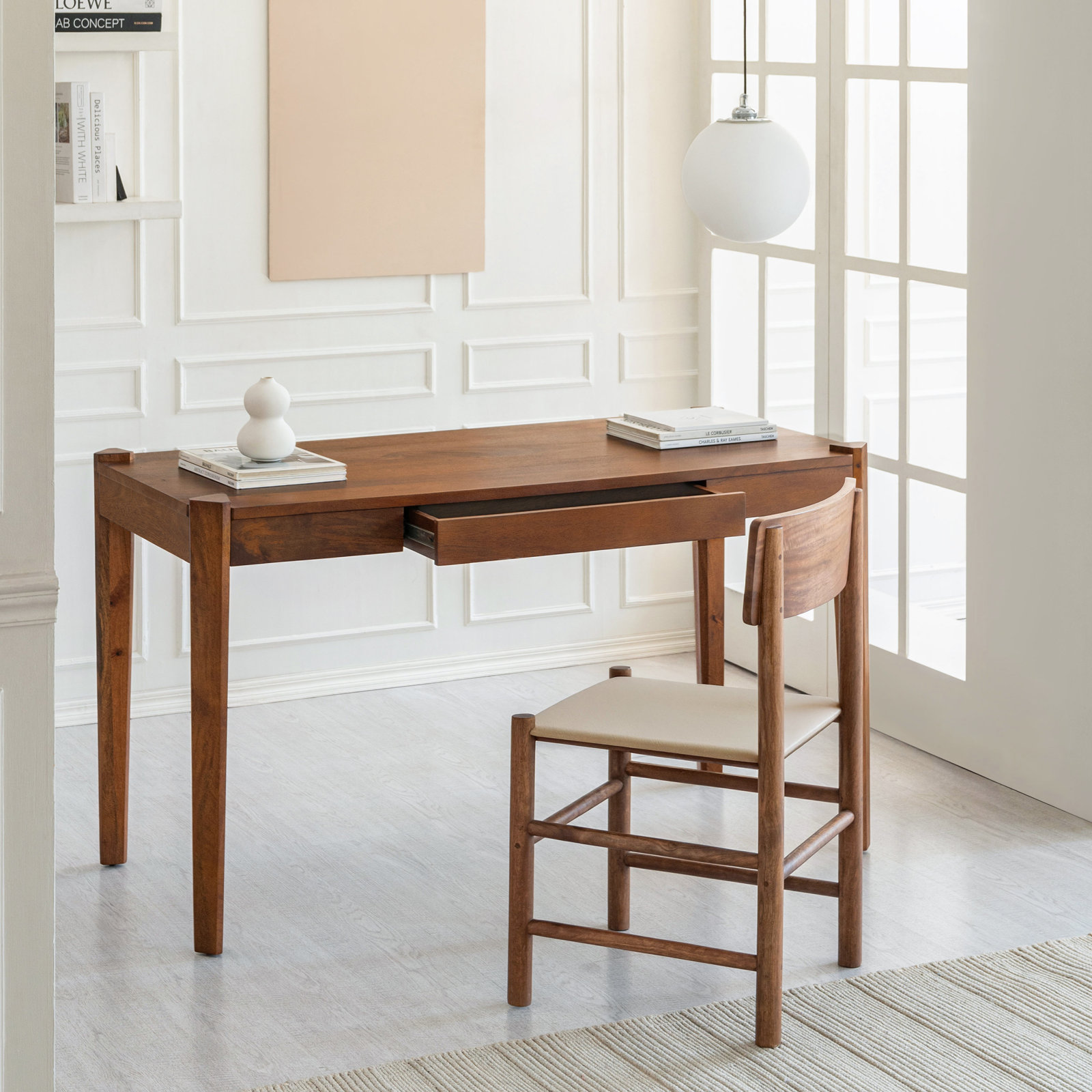 Tay 54" Mango Writing Desk, Walnut