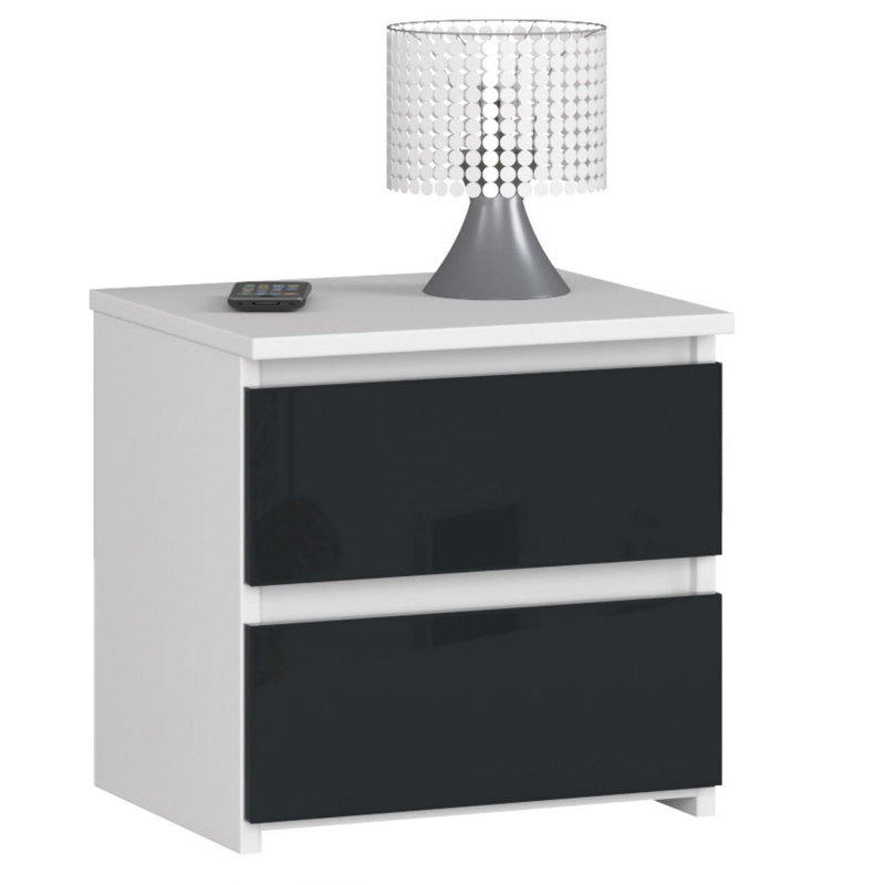 Eldrid 40cm W 2 - Drawer Chest of Drawers, White/Graphite