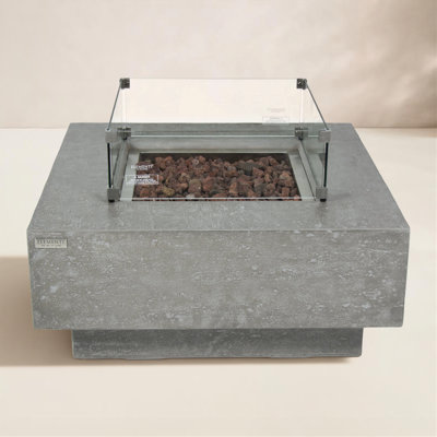 Manhattan 36" Outdoor Concrete Fire Table 45,000 BTU - Includes Lava Rocks & PVC Cover