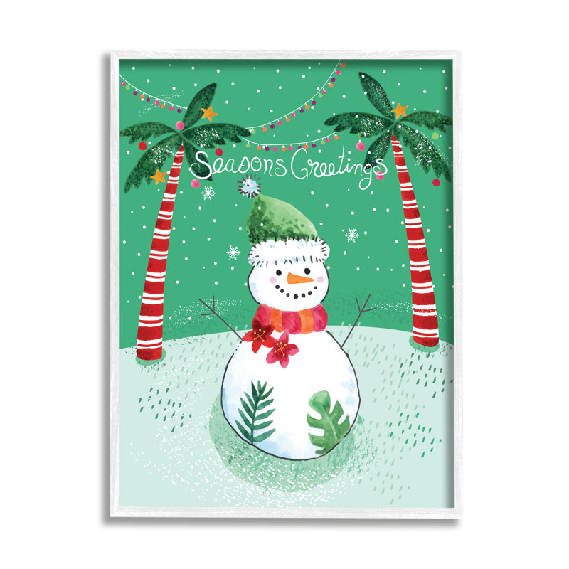 Season 'Greetings, H 20 po x l 16 po x P 1,5 po, Giclée encadrée blanc bord de mer
