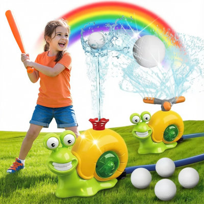 Snail Water Sprinkler Baseball Toy Summer Kids Water Game with 2 Sprinkler Heads