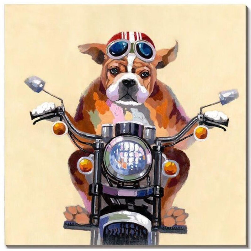 Motorcycle Dog Canvas Wall Art