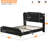Black Bed Frame, Leather Upholstered With Gold Metal On Legs, Comfortable Skin - Surface, Wood And Pu Frame , Solid Wooden Slats, Support, 800 Lbs Weight Capacity, Easy To Clean-437525466