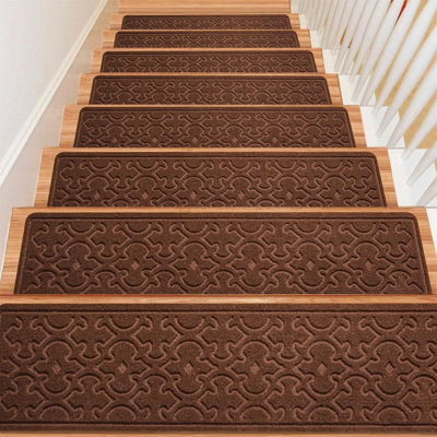 Tapis d'escalier 15 pièces pour marches en bois d'intérieur avec auto-adhésif, coureurs d'escalier antidérapants 8 po x 30 po - Tapis d'escalier intérieur auto-adhésif