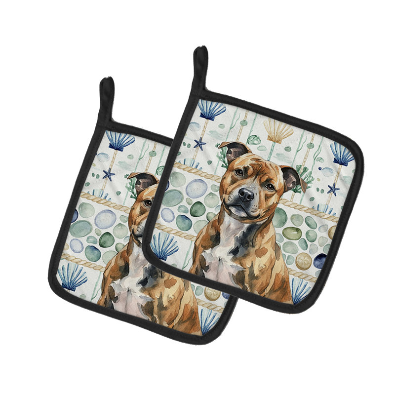 Paire de porte-casseroles Brindle Staffordshire Bull Terrier