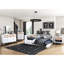 Lit double avec bibliothèque Youth - tête de lit blanche, sans base, finition de tête de lit de style Mid-Century moderne, unité de rangement à porte coulissante-1094701373