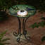  Solar LED Floral Glass Bird Bath with Stand - Blue Bird & Peach Blossom