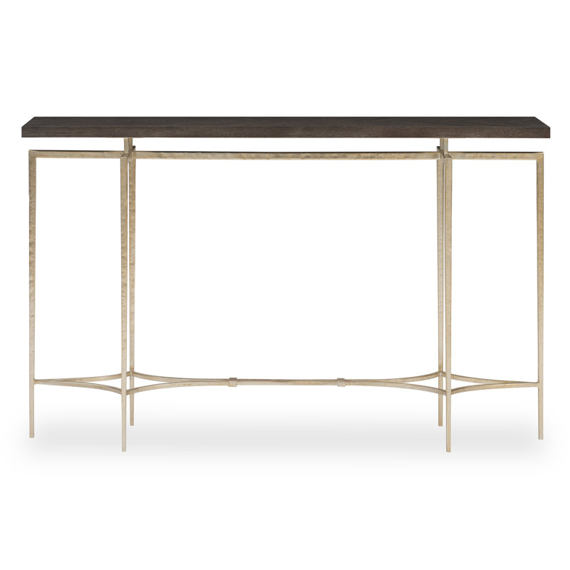 Double Diamond Console Table, Dark Brown Top/Antique Silver Base, 32" H x 54" W x 10" D
