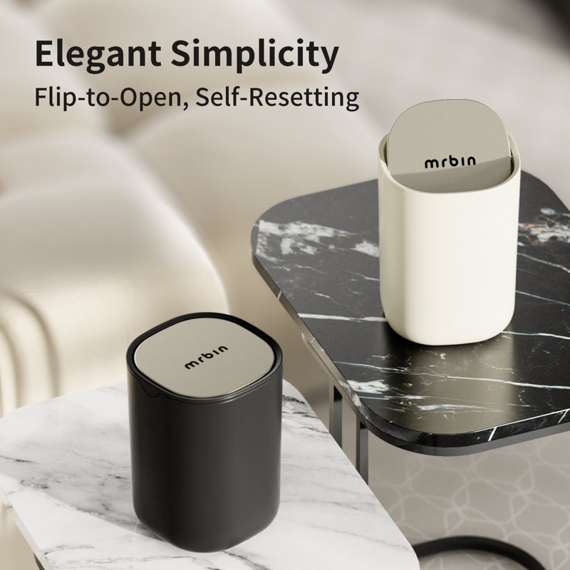 Mrbin Desk Mini Car Trash Can,  White, Cream