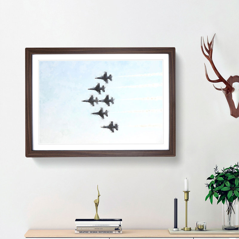 U.S. Air Force Thunderbird Jets - Picture Frame Painting Print, Walnut Framed, 62cm H x 87cm W x 2cm D