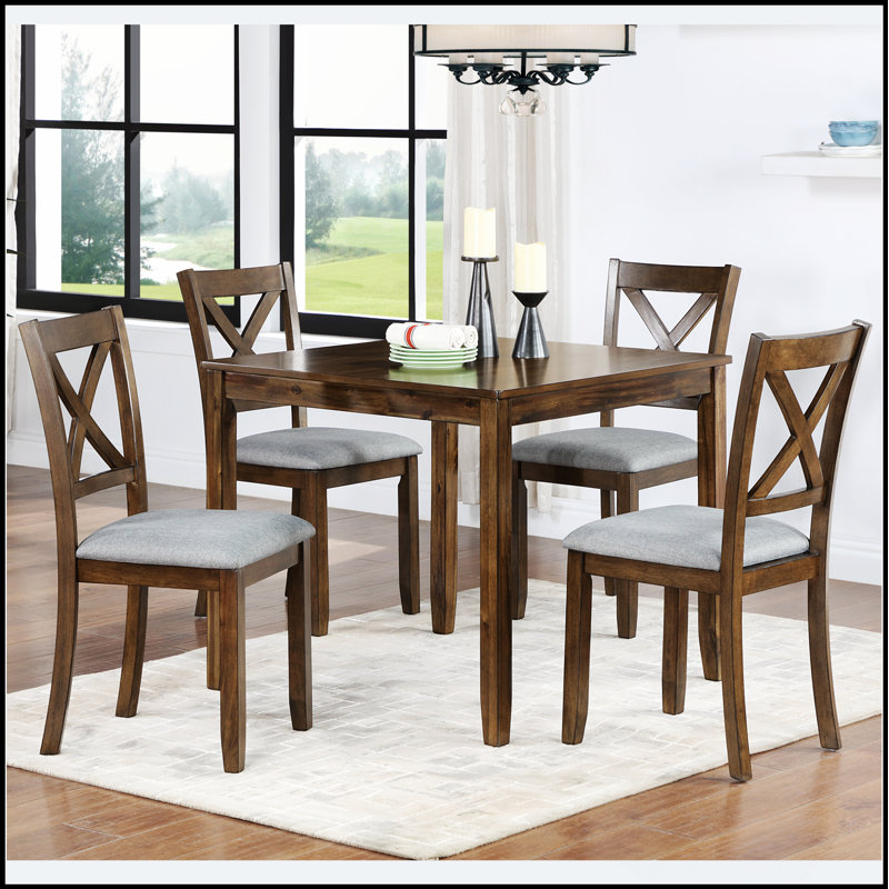 Ensemble de table de salle à manger élégant en bois 5 pièces avec 4 chaises, spacieux et moderne pour tout espace de vie