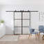Porte de grange double coulissante en métal et en verre avec quincaillerie d'installation (fermeture en douceur incluse)-98303719-100489300