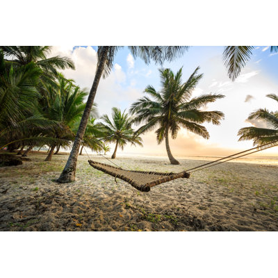 Hammock Between Palms - Wrapped Canvas Print