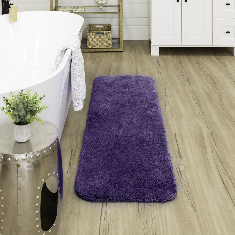 Wayfair Basics Brassfield Tufted Nylon Non Slip Bath Rug, Plum, 24" W x 40" L