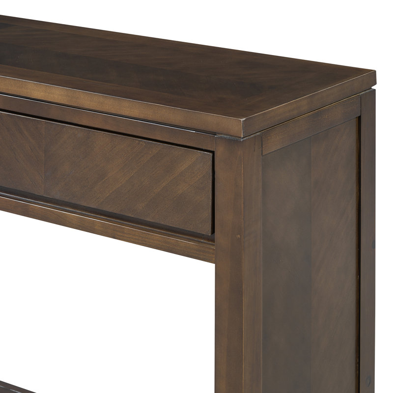 55" Console Table, Rustic Wooden Entryway Table With Storage Drawers And Open Shelf, Elegant Sofa Table For Hallway And Living Room