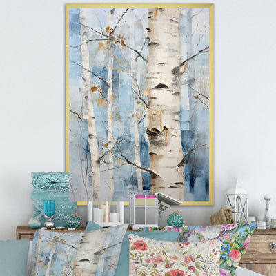 Bouleaux blancs, forêt, paysage d'hiver - arbre, art mural
