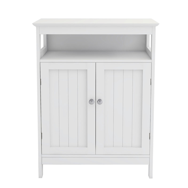 White Bathroom Floor Cabinet With Double Shutters, Dependable , Painting, Generous Storage, Simple Assembly Procedure Smooth Large Required