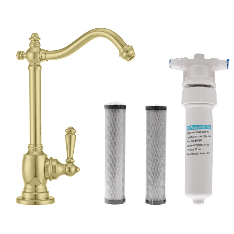 Westbrass Kitchen Faucet with Soap Dispenser, Polished Brass