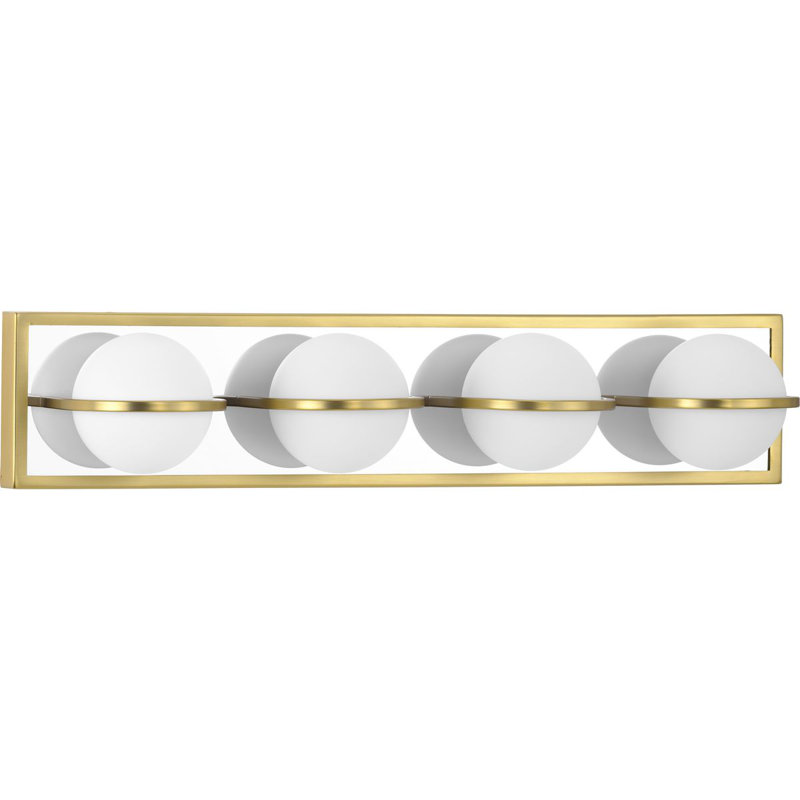 Barre de salle de bain à intensité variable Summerlin, H 5 pi x l 23,875 po x P 5,5 po, Laiton satiné, Quatre lumières