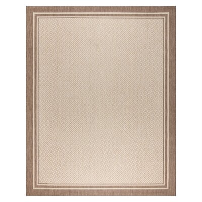 Gertmenian Paseo Soroa Havana Brown/Beige Classic Border Indoor/Outdoor Flatweave Area Rug -  19526