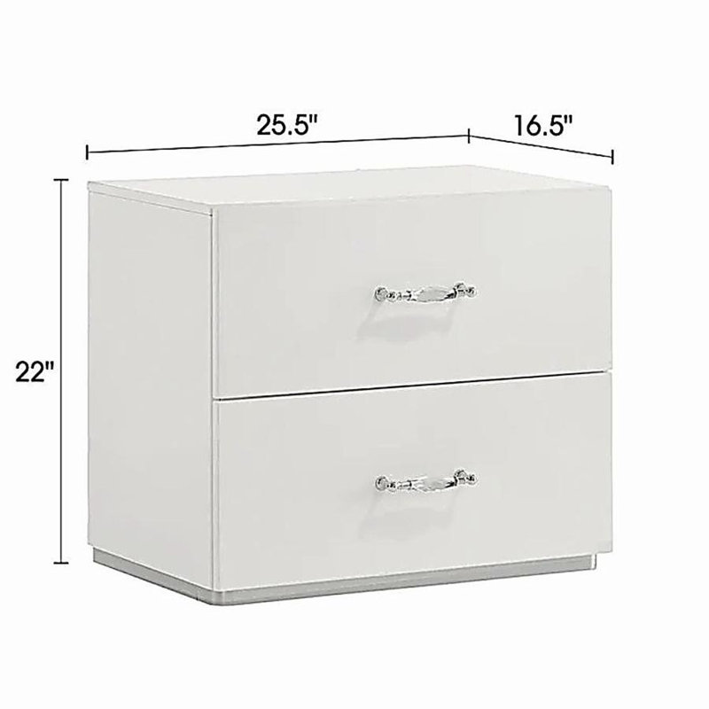 1pièce table de chevet en acier inoxydable à finition lustrée poignées en acrylique finition blanche