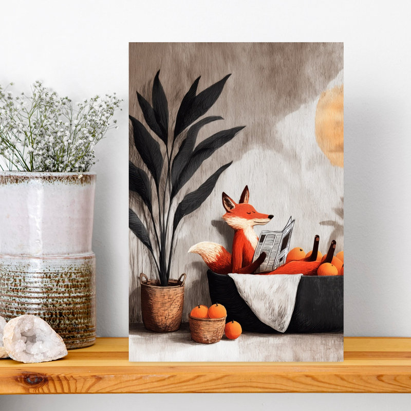 Fox In Bathtube 1 by Justyna Jaszke - Wrapped Canvas Print, 45.72 cm H x 30.48 cm W