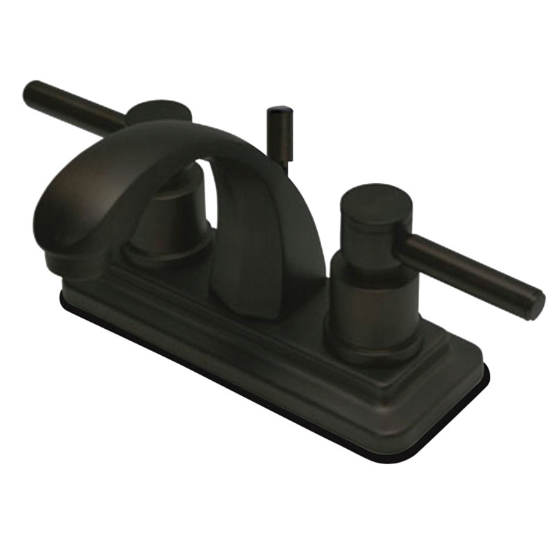 Kingston Brass Concord Two-Handle 3-Hole Deck Mount 4" Centerset Bathroom Faucet with Brass Pop-Up, Oil Rubbed Bronze