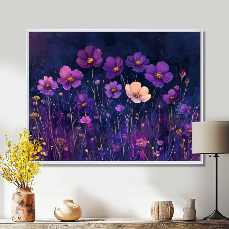 Art mural sur toile Insco Wildflower, H 12 po x l 20 po, Impression encadrée flottante, Blanc