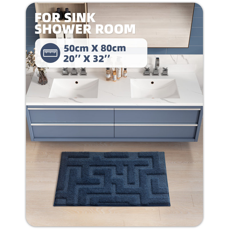 Tapis pour salle de bain Sighrik, L 20 po x l 32 po, Bleu
