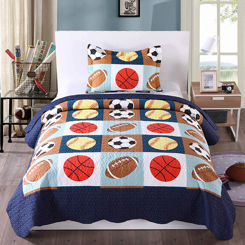 P_american Football Quilt Comforter Set, Twin Quilt + 1 Sham