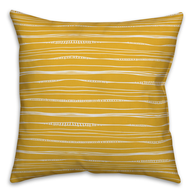 Kansas Abstract Throw Pillow, 16" x 16", Yellow Striped 2