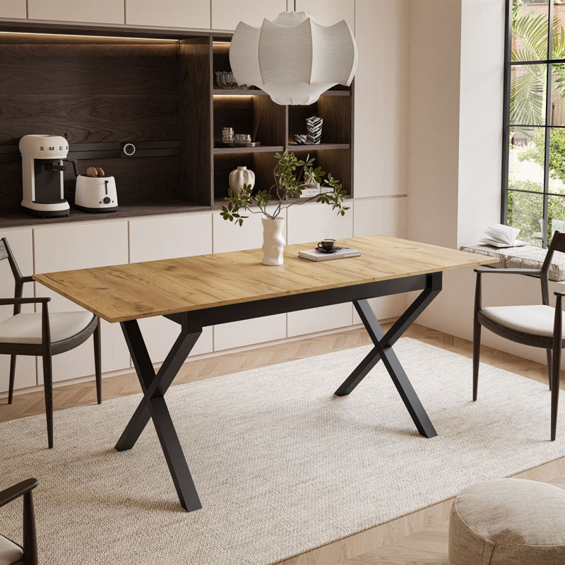 Extendable table ARTON II  140 cm,  "X" legs, Gold Craft Oak, Black