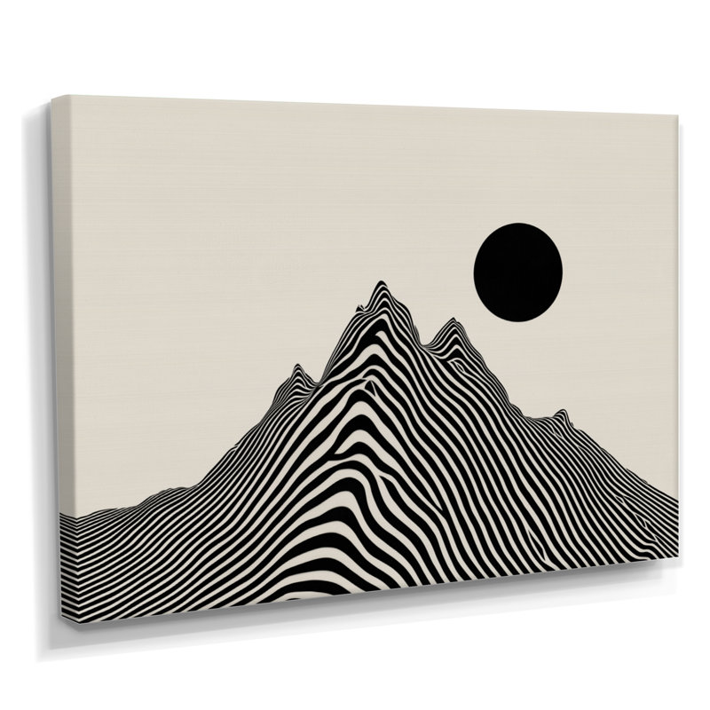 «Abstract Mountain Waves Vortex - Waves», art mural encadré noir moderne, H 12 po x l 20 po, Toile tendue, Ne s’applique pas