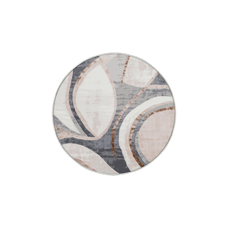 Machine Washable Beige Area Rug, Round 6'