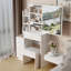 Petit meuble-lavabo 29,2 po avec tabouret de chevet et tabouret rembourré
