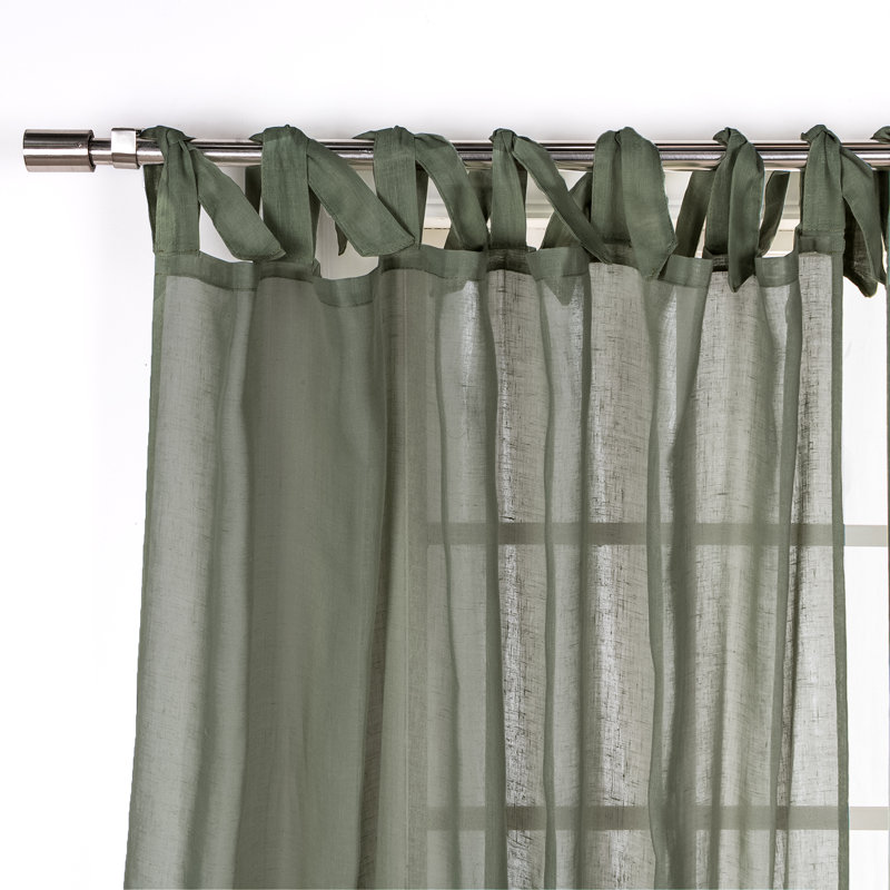 Elyse Sheer Curtain Panel Pair, Lichen, 52" W x 96" L