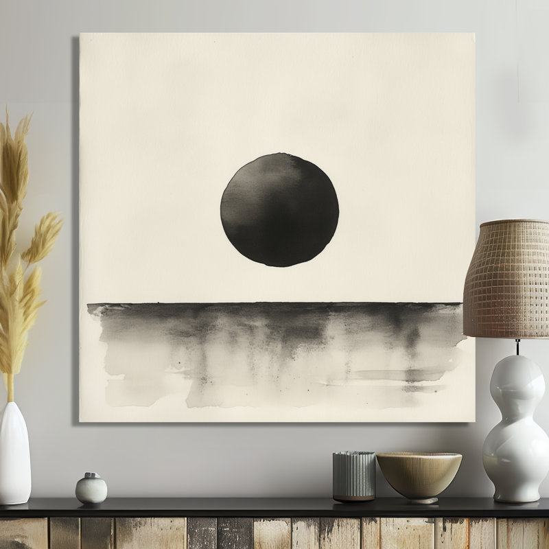 «Solitaire Dot & Stroke», art minimaliste abstrait, impression sur métal moderne, L 36 po x H 36 po