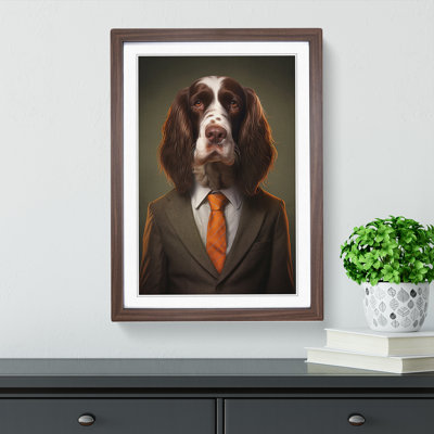 XYZ-FRM-V1223-665 English Springer Spaniel in a Suit Painting No.2 1 Piece Single Picture Frame Wall Art