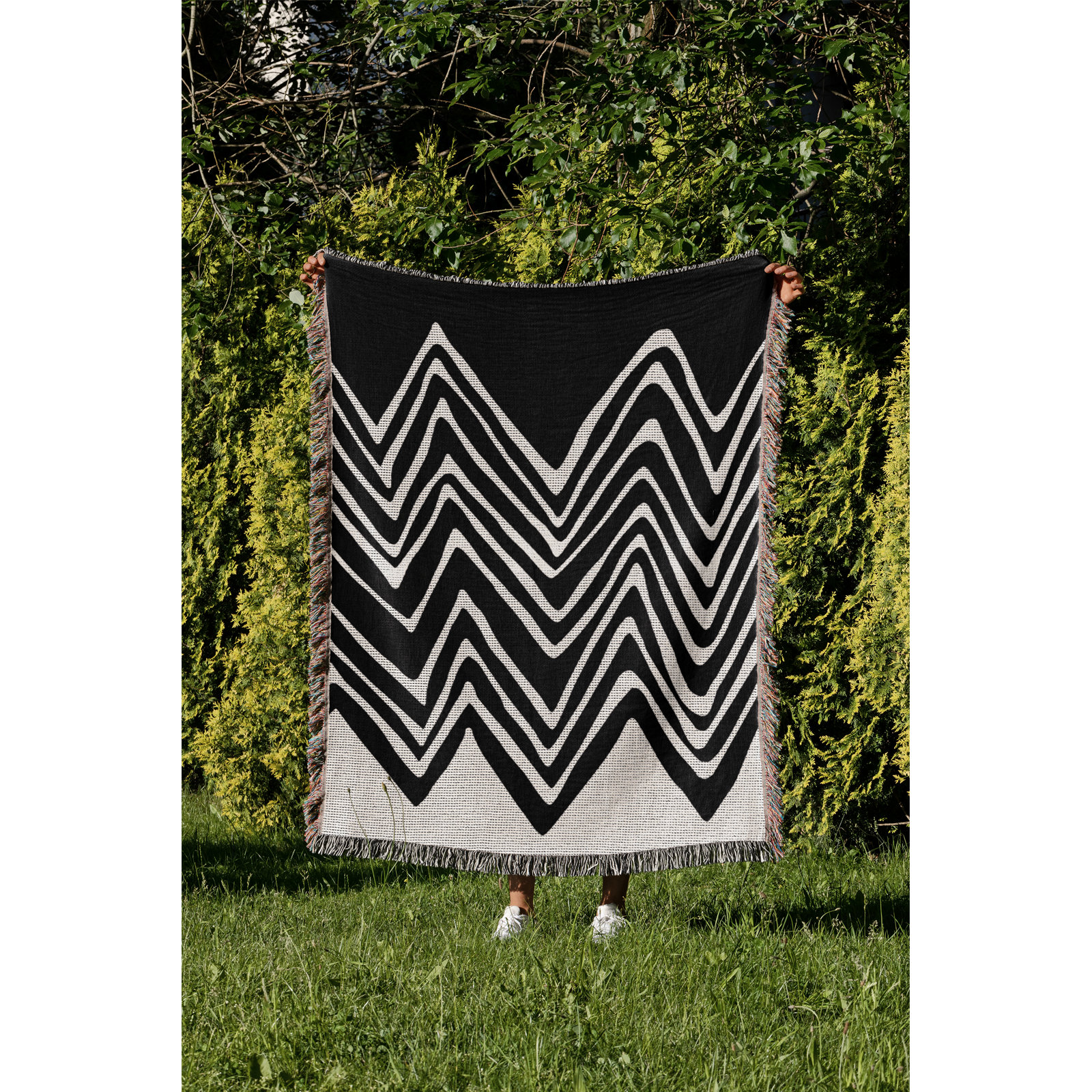 Addai Throw Blanket, 60" H x 80" W (Queen), Black