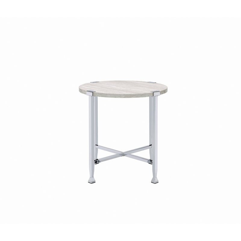 Table de bout avec plateau en bois et pieds en métal